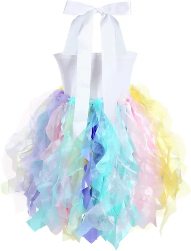 Vista 8 de Wish Care Vestido de unicornio para niñas de 3 a 10 años, vestido de tutú de unicornio con lentejuelas y arco iris, traje de fiesta de cumpleaños
