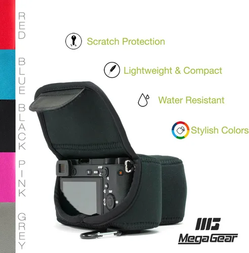 Vista 5 de MegaGear MG1499 Sony Alpha A6400, A6500 (0.709-5.315 in) Funda de neopreno ultra ligera para cámara - Negro, piel sintética