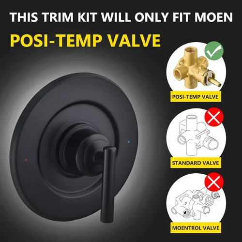 Vista 2 de Molde de ducha y bañera de equilibrio de presión para Moen, cabezales de ducha tipo lluvia de 8 pulgadas con rótula de latón ajustable, negro mate