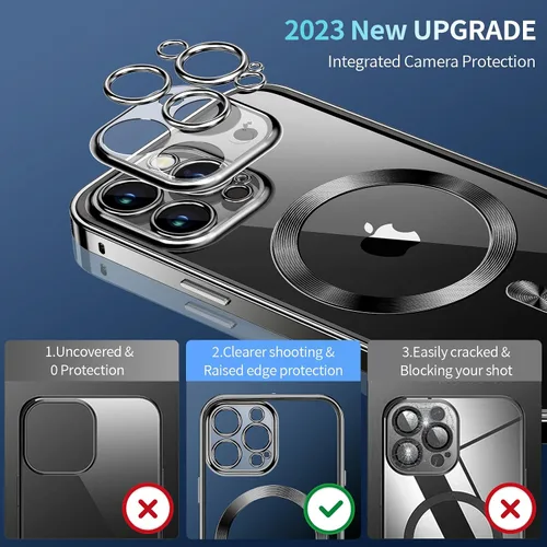 Vista 5 de Funda magnética de privacidad para iPhone 12 Pro Max con anillo de metal CD y cierre desplegable automático [compatible con MagSafe]
