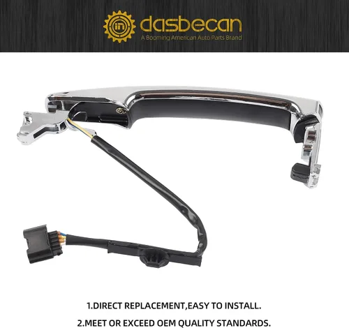 Vista 3 de Dasbecan 2 piezas de manija de puerta delantera exterior inteligente de entrada sin llave cromada compatible con Nissan Rogue 2010-2013, lado