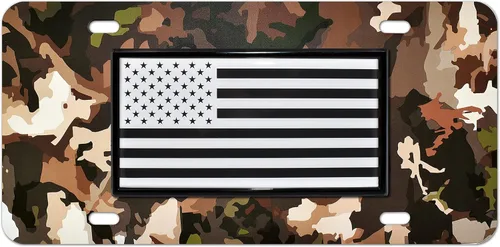 Vista 9 de Elektroplate Placa de matrícula negra con bandera de Estados Unidos invertida