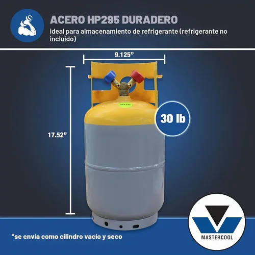 Vista 2 de Tanque de recuperación de refrigerante gris/amarillo Mastercool (62010) - 30 lb. de capacidad
