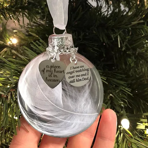 Vista 12 de Adorno conmemorativo de Navidad, Una parte de mi corazón está en el cielo, colgante para árbol de Navidad, regalos conmemorativos por pérdida
