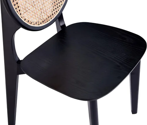 Vista 8 de Manhattan Comfort Versalles - Silla de comedor de ratán, respaldo redondo de mimbre con marco de madera maciza de fresno, sillas totalmente