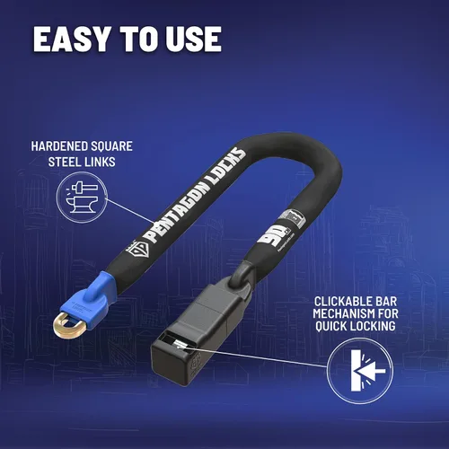 Vista 3 de PENTAGON Bike Chain Key Lock - Magnetic Patented Gold Secure Heavy Duty Anti Theft Lock for Bicycles E-Bikes Scooters and Motorcycles - Maximum