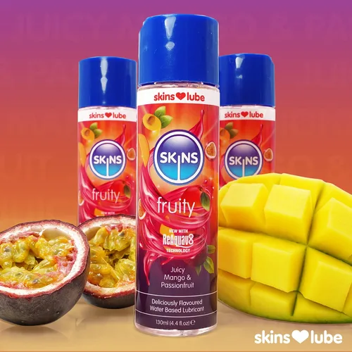 Vista 9 de Skins Lubricante con sabor a mango y maracuyá con tecnología ReAquav8 – Lubricante a base de agua con sabor a mango y maracuyá – 4 onzas