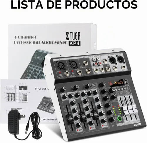Vista 8 de XTUGA KP4 Mezclador de audio de 4 canales con Bluetooth, controlador de tablero de sonido DJ