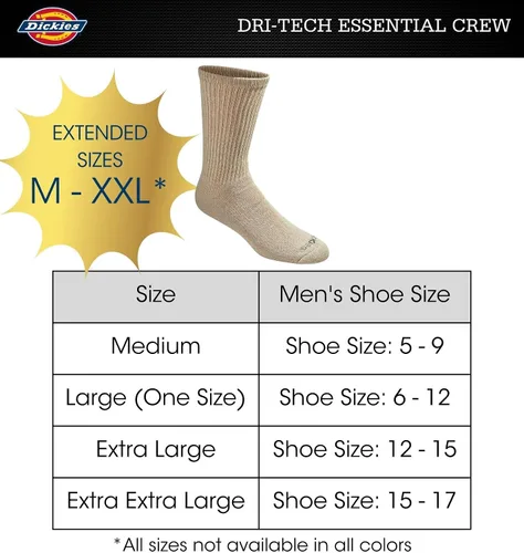 Vista 3 de Dickies Dri-Tech Essential - Calcetines altos con control de humedad para hombre, Negro