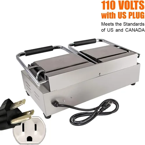 Vista 7 de ALDKitchen Panini - Parrilla de prensa para sándwich con control de temperatura ajustable, cabezal doble de 9 x 9 pulgadas (acanalado/liso)