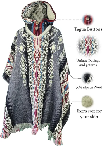 Vista 2 de Poncho for men - Alpaca wool - Clint Eastwood - Daryl Dixon - Men Poncho - Handamade products - Cowboy Serape Shawl