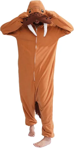Vista 4 de YUNTAISHAN Disfraz de animal de una pieza para adultos, pijama de animal para cosplay para mujeres y hombres