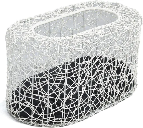Vista 9 de Condo de Gato Apilable Blanco en Oferta para Gatos de Interior - Casa de Gatos Moderna de Ratán Interactiva para Gatos de Interior, Entrada