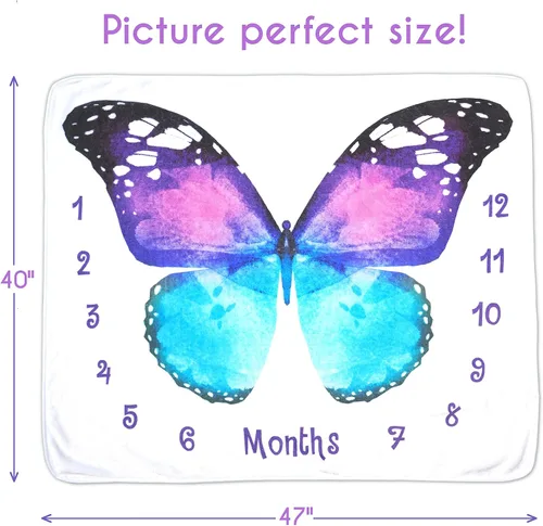 Vista 5 de Evovee Manta mensual para bebé, niña, niño, unisex, género, neurtal, mes, fotografía, telón de fondo, accesorios para recién nacidos, decoración