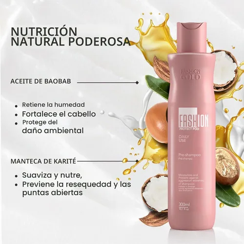 Vista 4 de Fashion Gold Ybera Paris Protect Poo - Tratamiento pre-champú, 10.1 fl oz