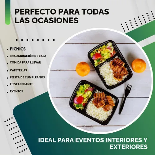 Vista 5 de Green Direct Set de loncheras / Contenedor grande de alimentos con tapa / Caja bento de 2 compartimentos, apta para microondas, congelador
