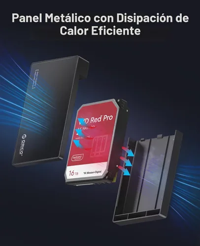 Vista 4 de ORICO Caja para disco duro externo de 3.5 pulgadas, SATA III a USB 3.1 tipo C para HDD, instalación sin herramientas, compatible con UASP