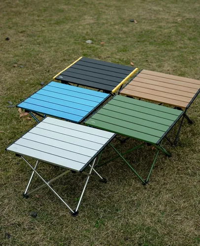 Vista 9 de iClimb - Mesa de camping ultraligera y compacta plegable con bolsa de transporte (color negro - L)