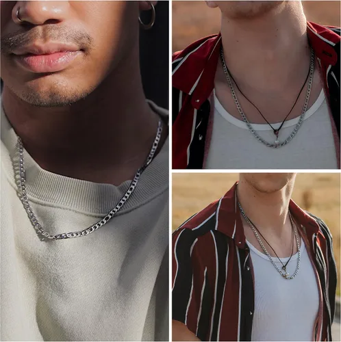 Vista 5 de SANNYRA Figaro - Collar de cadena de acero inoxidable para hombres y mujeres