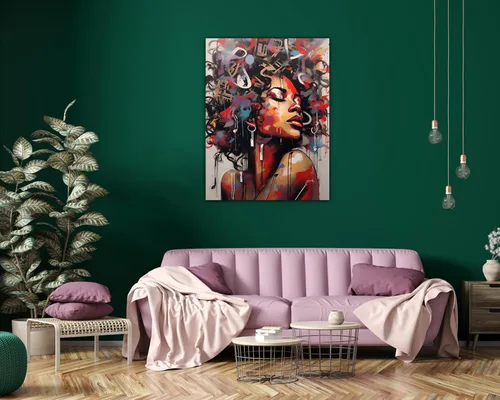 Vista 29 de Arte de pared afroamericano, decoración de rey y reina bailarín negro para sala de estar, arte de pareja de amor negro para dormitorio, lienzo
