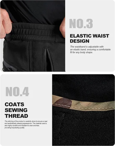 Vista 6 de FREE SOLDIER Pantalones cargo con vellón Softshell para hombre, para nieve, esquí, senderismo, con cinturón