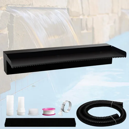 Vista 12 de Pamopamo Cascada Vertedero para Piscina de Acero Inoxidable Fuente de Estanque, Fuentes Negras para Exteriores con Control por APP y LED Coloridos