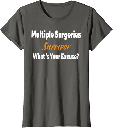 Vista 52 de Camiseta de regalo de cirugía múltiple para sobrevivientes de cirugía ¿Cuál es tu excusa?, Negro