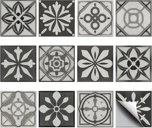 Vista 8 de CHGCRAFT 36 calcomanías de azulejos bohemios de 4x4 pulgadas, calcomanías impermeables desmontables de PVC para azulejos de pared, calcomanías
