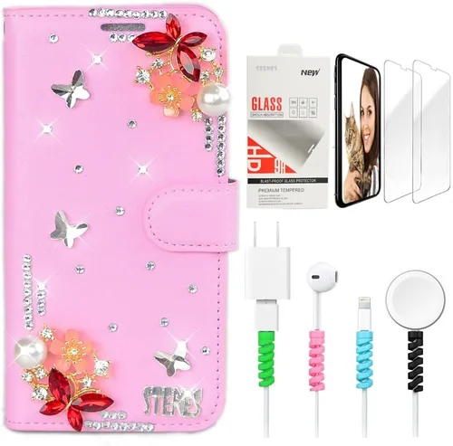 Vista 10 de Bling SSBLDwSPCPSeries-20 - Funda de piel con tapa y protector de pantalla y cable