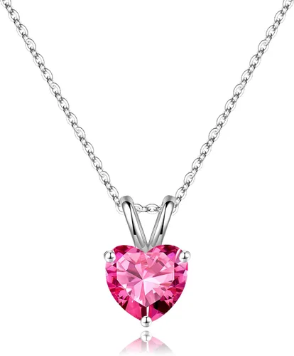 Vista 35 de SMILEST Dainty Heart Birthstone Necklace for Women, 925 Sterling Silver 01-enero-granate rojo