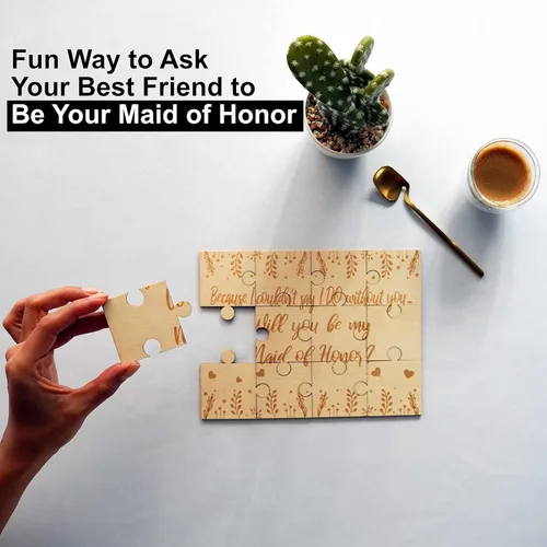 Vista 2 de Rompecabezas de propuesta de dama de honor de madera, idea de regalo original de caja de propuesta de dama de honor, recuerdo único de anuncio