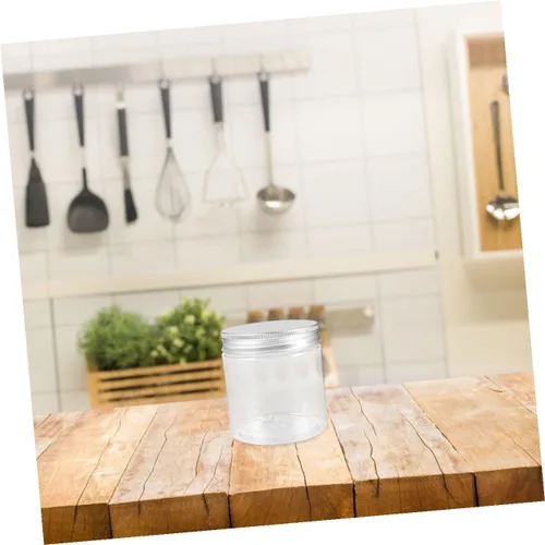 Vista 4 de Hemoton 6 mini botellas de plástico para conservas, tarros pequeños con tapas, pequeños frascos transparentes con tapas, tarros transparentes a