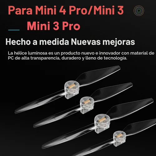 Vista 3 de Mini 4/3 hélices de repuesto de luces LED de repuesto para DJI Mini 3/4 Fly More Combo Plus Drone (2 pares)