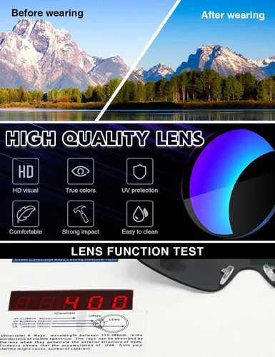 Vista 7 de MASDUN Gafas de sol envolventes futuristas sin montura para mujeres y hombres, gafas de sol Cyberpunk con visera
