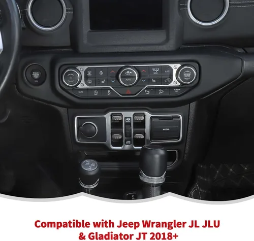 Vista 6 de RT-TCZ Cubierta de interruptor de ventana de consola central, accesorios interiores compatibles con Jeep Wrangler JL JLU y Gladiator JT 2018-2024