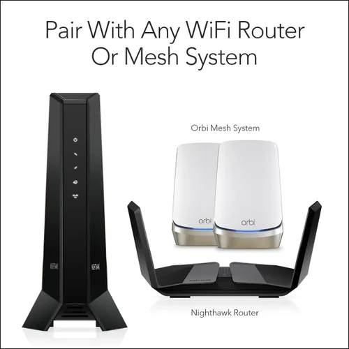 Vista 4 de NETGEAR Nighthawk Multi-Gig Cable Modem (CM2000) - Compatible con todos los proveedores de cable, incluyendo Xfinity, Spectrum, Cox - para planes