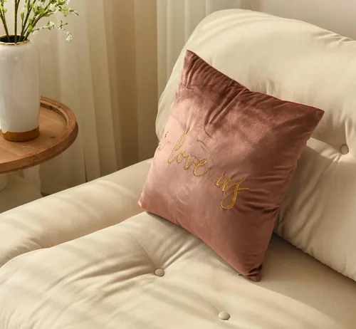 Vista 2 de Funda de almohada decorativa bordada con texto en inglés "I Love Us", funda de almohada de amor de 18 x 18 pulgadas, solo funda