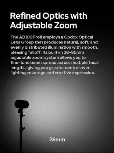 Vista 9 de Godox AD100 Pro II AD100Pro II AD100ProII Flash Strobe, 2.4GHz X System+433Mhz Module/2850mAh Batería/2W LED/10 niveles de brillo/490 Pops