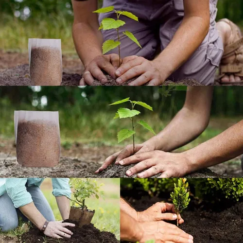 Vista 5 de Tarklanda 200 bolsas de vivero para plantas, biodegradables no tejidas para plantas, bolsas de tela para plantas de semillero, bolsas para plantas