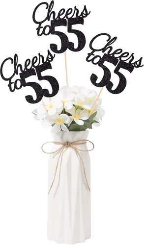 Vista 48 de Gexolenu Cheers to 21, paquete de 10 centros de mesa con purpurina dorada de doble cara para cumpleaños número 21 para mesas, palitos decorativos
