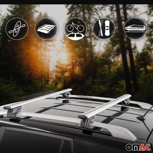 Vista 9 de OMAC Barras transversales de aluminio para VW Touareg 2004-2006, 2 unidades, antirrobo para viajes, kayak, canoa, surf, esquí, snowboard, camping