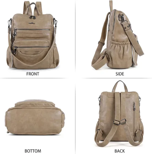 Vista 26 de Bolsos mochila monedero de piel sintética para mujer, bolsas con zíper, mochilas de hombro casuales