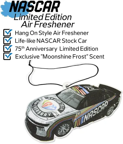Vista 3 de NASCAR 75th Anniversary - Ambientadores colgantes para automóvil, edición limitada, aroma Moonshine Frost (paquete de 3), eliminador de olores