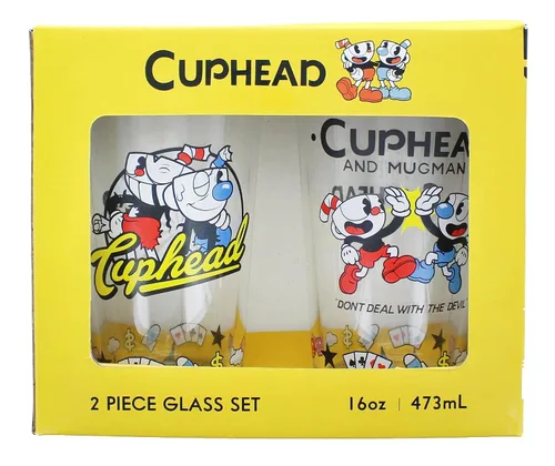 Vista 2 de SET Vaso de pinta Cuphead y Mugman