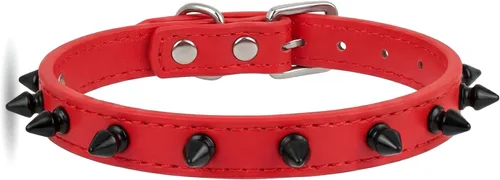 Vista 11 de Collar de perro con pinchos para perros pequeños, remache de hongos, piel sintética suave, collar con tachuelas para gato, collar ajustable