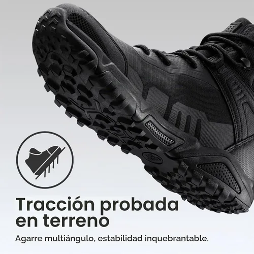 Vista 8 de FREE SOLDIER Botas tácticas impermeables para hombre, botas de trabajo ligeras y cómodas, botas de combate para senderismo