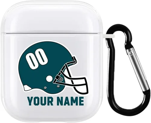 Vista 22 de Funda de casco de fútbol con nombre y número para Apple AirPods de 2ª y 1ª generación, regalo personalizado para fanáticos de los deportes de Arizona