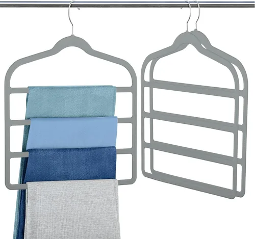 Vista 12 de Percha de terciopelo para pantalones y ropa para ahorrar espacio, perchas antideslizantes para jeans Beige