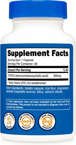 Vista 5 de Nutricost Tudca 500 mg, 30 cápsulas (ácido tauroursodesoxicólico) - Calidad premium, sin gluten