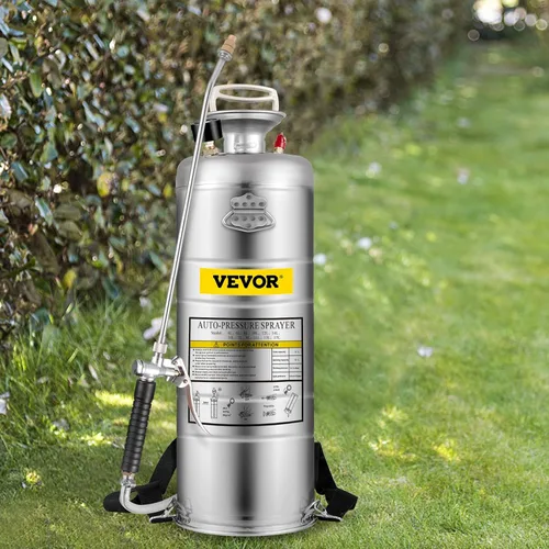 Vista 13 de Happybuy Pulverizador de bomba de acero inoxidable de 1 galón, varita de 12 pulgadas y manguera reforzada de 3 pies, medidor de presión, válvula